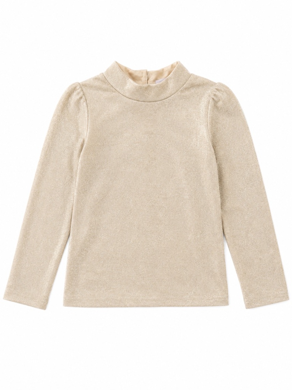 New - Blueberi Boulevard Girls' Shimmer Mock Neck Long-Sleeve Top in Champagne